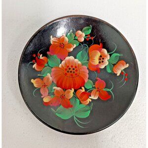 Vintage 1994 Ukrainian Decorative Wall Plate Hand Painted Floral Round Folk Art